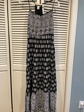 Black and White Patterned Maxi Dress - Women's Summer Hobo Chic - Festival Fun!